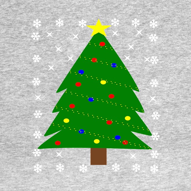 Christmas Tree with Balls Lights Ornament T Shirt Xmas by elder170